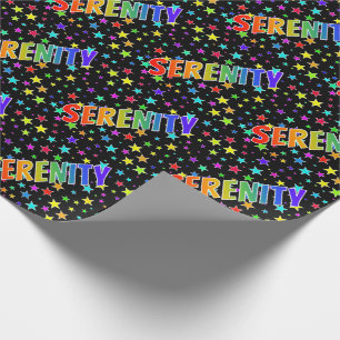 Rainbow First Name "SERENITY" + Stars Wrapping Paper