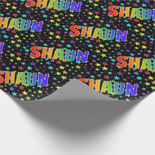 Rainbow First Name "SHAUN" + Stars Wrapping Paper