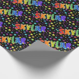 Rainbow First Name "SKYLAR" + Stars Wrapping Paper