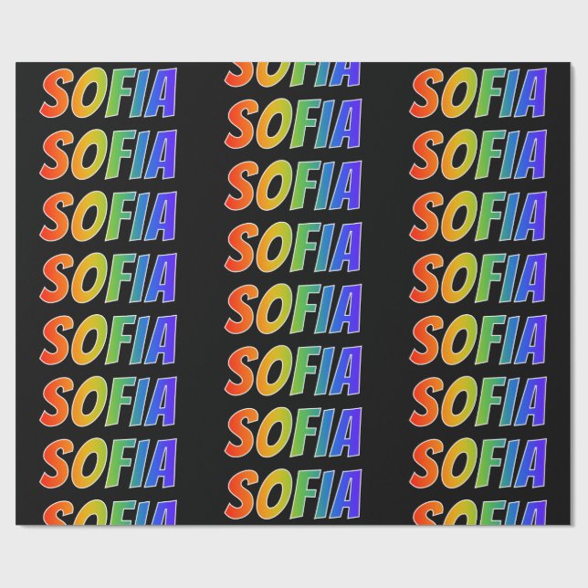 Rainbow First Name "SOFIA"; Fun & Colourful Wrapping Paper (Flat)