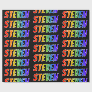 Rainbow First Name "STEVEN"; Fun & Colourful Wrapping Paper