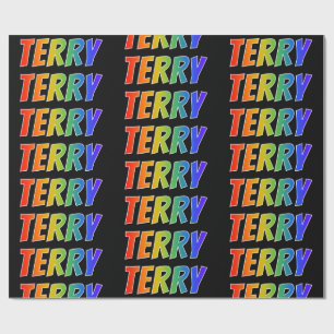 Rainbow First Name "TERRY"; Fun & Colourful Wrapping Paper