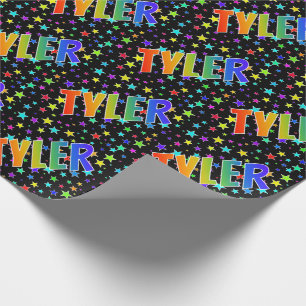 Rainbow First Name "TYLER" + Stars Wrapping Paper