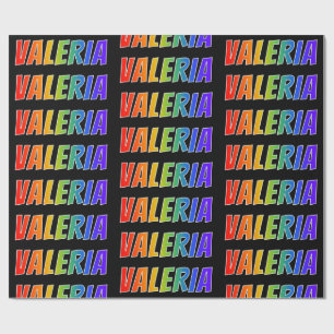 Rainbow First Name "VALERIA"; Fun & Colourful Wrapping Paper