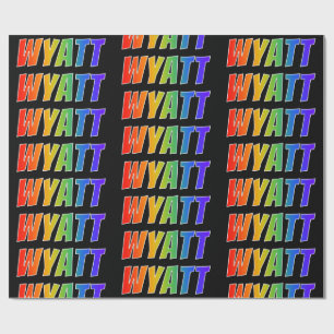 Rainbow First Name "WYATT"; Fun & Colourful Wrapping Paper