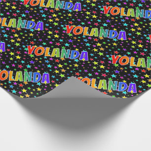 Rainbow First Name "YOLANDA" + Stars Wrapping Paper