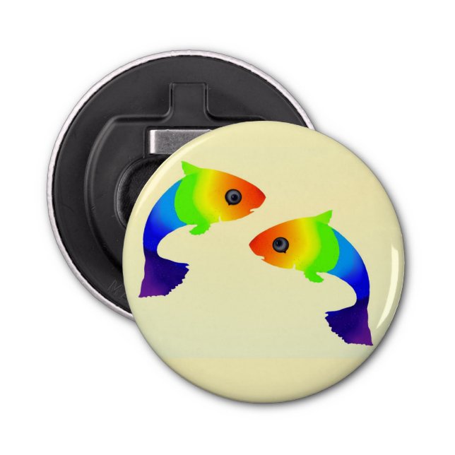Rainbow Fish Button Bottle Opener (Front)
