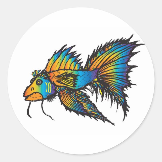 Rainbow fish classic round sticker (Front)