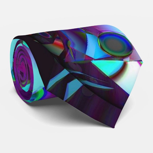 Rainbow Fish cool modern abstract art Tie (Rolled)