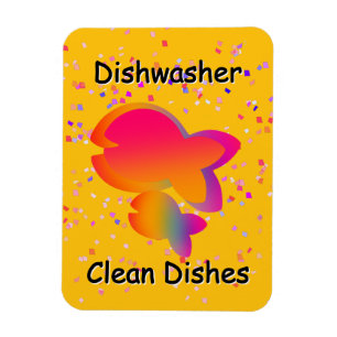 Rainbow Fish DISHWASHER Clean Dishes Yellow Magnet