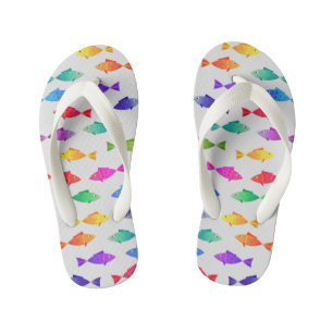 Rainbow fish in ocean cute colourful pattern kid's thongs