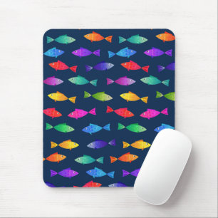 Rainbow fish in ocean cute colourful pattern mouse pad