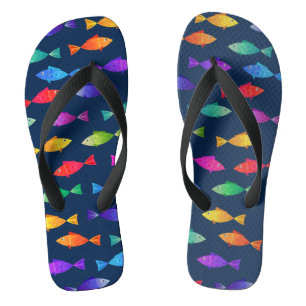 Rainbow fish in ocean cute colourful pattern thongs