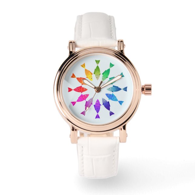 Rainbow fish in ocean cute colourful pattern Watch (Front)