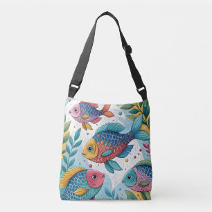 Rainbow Fish in Underwater Crossbody Bag