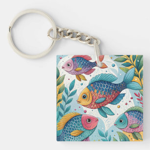 Rainbow Fish in Underwater Key Ring