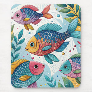 Rainbow Fish in Underwater Mouse Pad