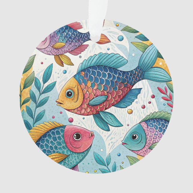 Rainbow Fish in Underwater Ornament (Front)