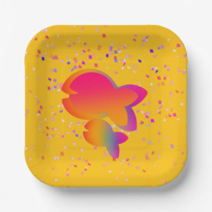 Rainbow Fish Kids Yellow Birthday  Paper Plate