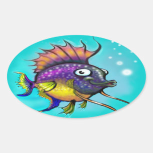 Rainbow Fish Oval Sticker