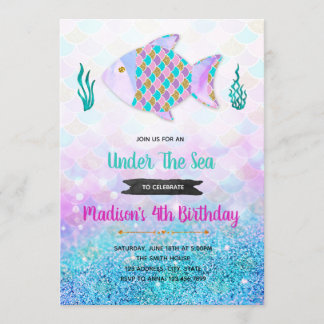 Rainbow Fish party invitation