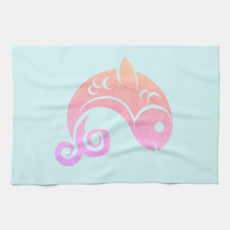 rainbow fish tea towel