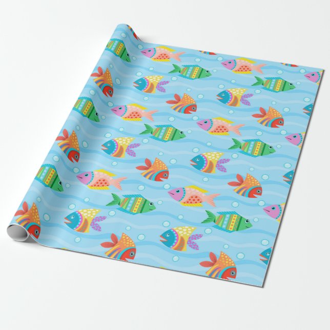 Rainbow Fish Wrapping Paper (Unrolled)