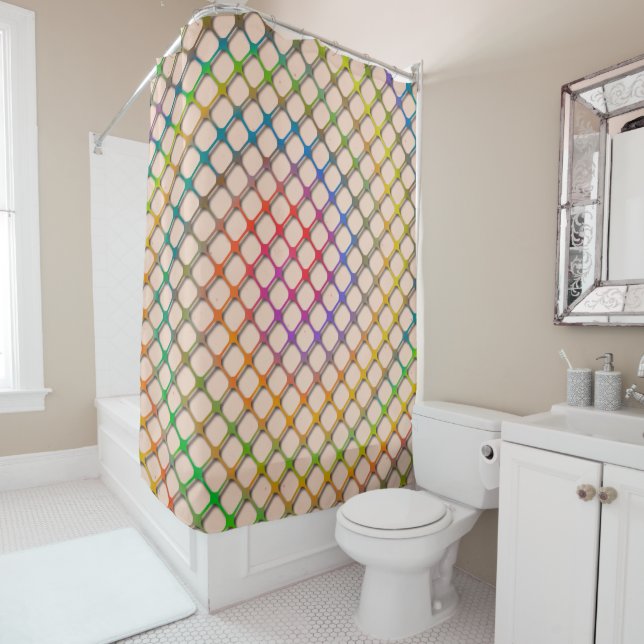 Rainbow Fishnets Shower Curtain (In Situ)