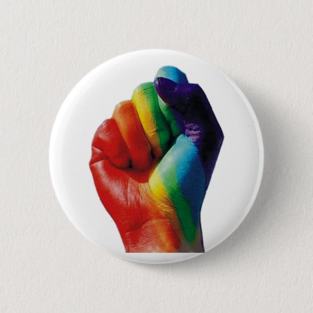 Rainbow Fist 6 Cm Round Badge (Front)