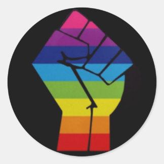 rainbow fist classic round sticker
