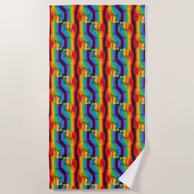 Rainbow Fist Pattern Beach Towel (Front)
