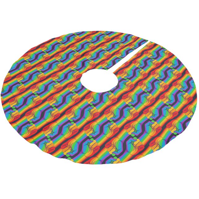 Rainbow Fist Pattern Brushed Polyester Tree Skirt (Angled)