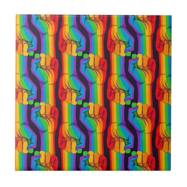 Rainbow Fist Pattern Ceramic Tile (Front)