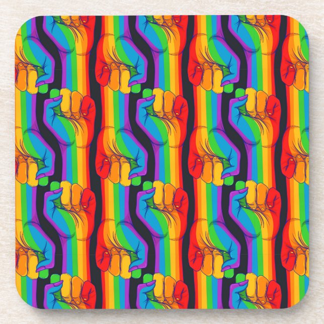 Rainbow Fist Pattern Coaster (Front)
