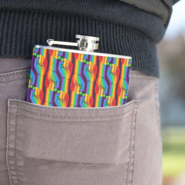 Rainbow Fist Pattern Hip Flask (In Situ)