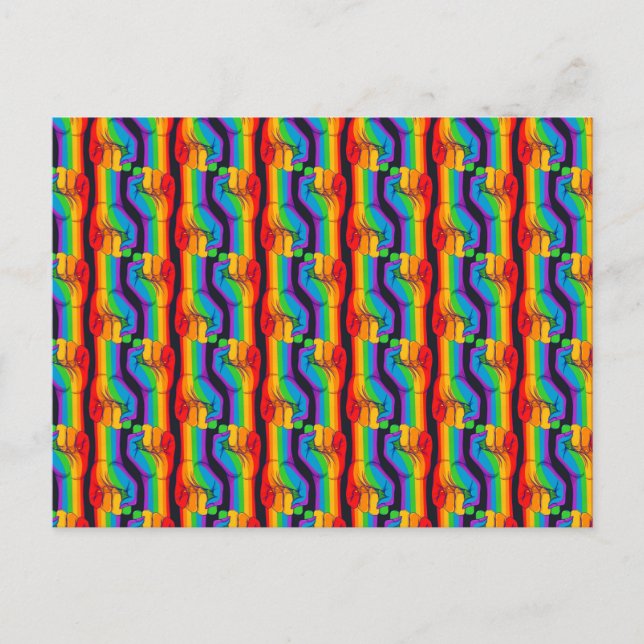 Rainbow Fist Pattern Holiday Postcard (Front)