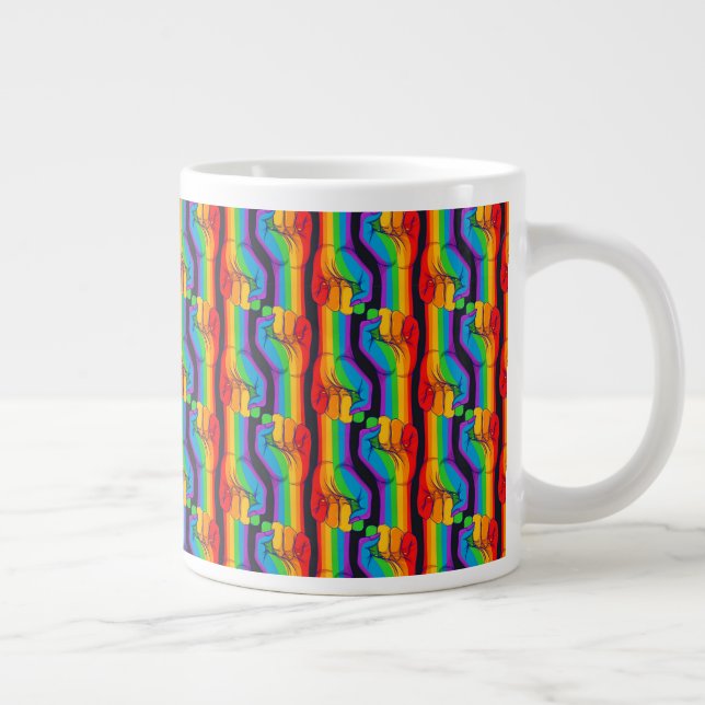 Rainbow Fist Pattern Large Coffee Mug (Right)