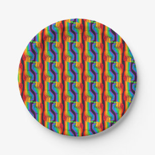 Rainbow Fist Pattern Paper Plate