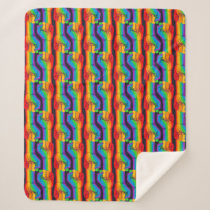 Rainbow Fist Pattern Sherpa Blanket