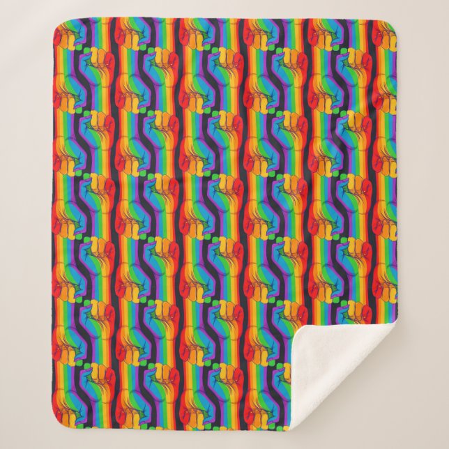 Rainbow Fist Pattern Sherpa Blanket (Front)