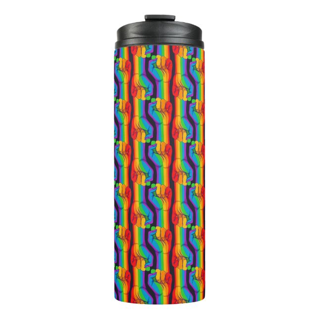 Rainbow Fist Pattern Thermal Tumbler (Front)