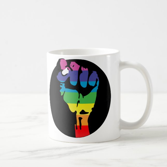 rainbow fists of fury coffee mug (Right)