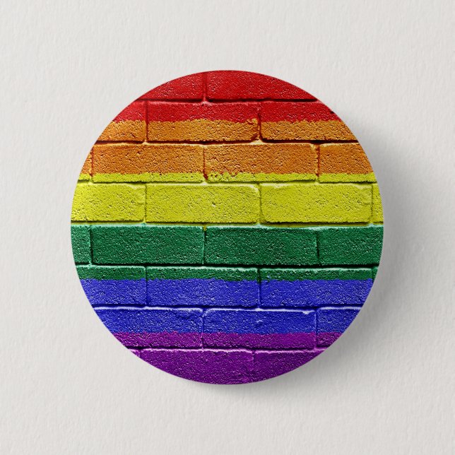 Rainbow flag 6 cm round badge (Front)