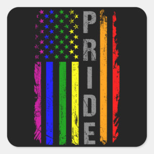 Rainbow Flag American LGBT Pride Month LGBTQ US Square Sticker