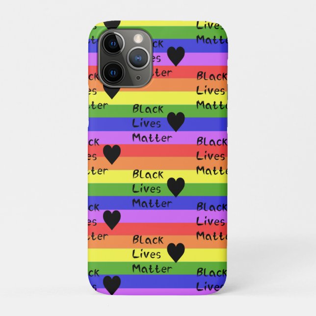 Rainbow Flag Black Lives Matter Text LGBTQ Case-Mate iPhone Case (Back)