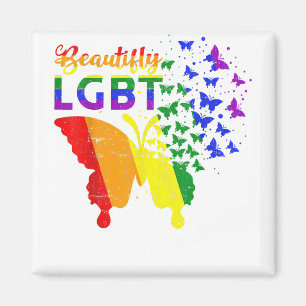 Rainbow Flag Butterfly LGBT  Magnet