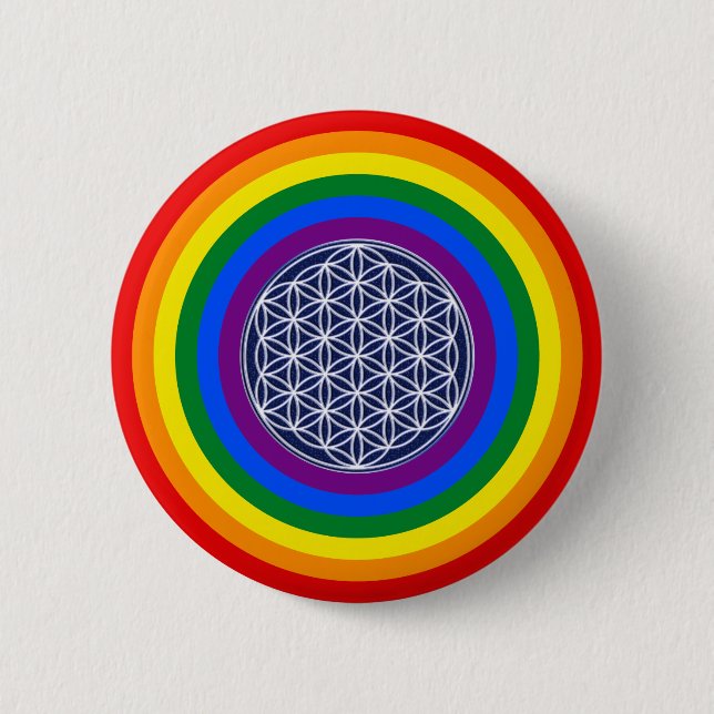 RAINBOW FLAG BUTTON + FLOWER OF LIFE (Front)