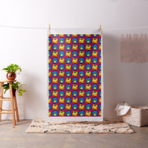 RAINBOW FLAG BUTTON RAYS + your backgr. & ideas Fabric