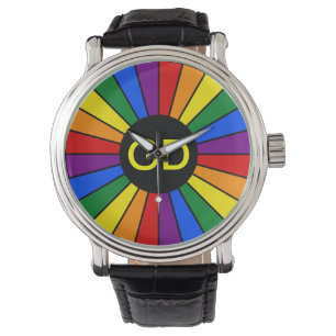 RAINBOW FLAG BUTTON RAYS + your sign or monogram Watch