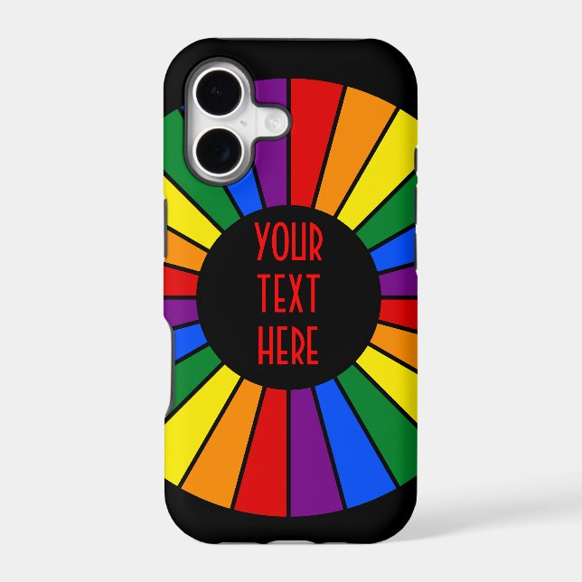 RAINBOW FLAG BUTTON RAYS + your sign or text (Back)